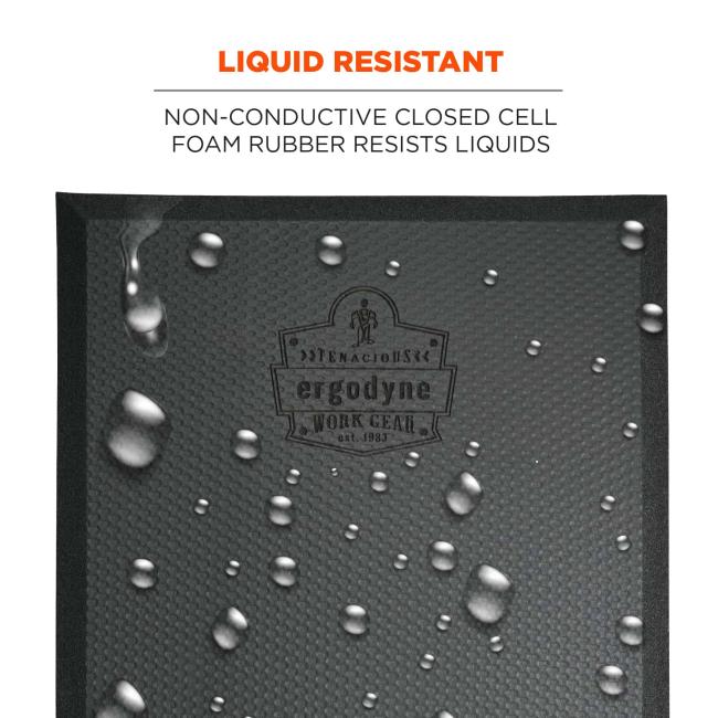 Liquid Resistant: Non-conductive closed cell foam rubber resists liquids