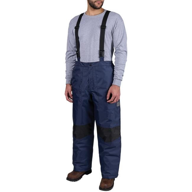 Front of essential insulated freezer overalls on model