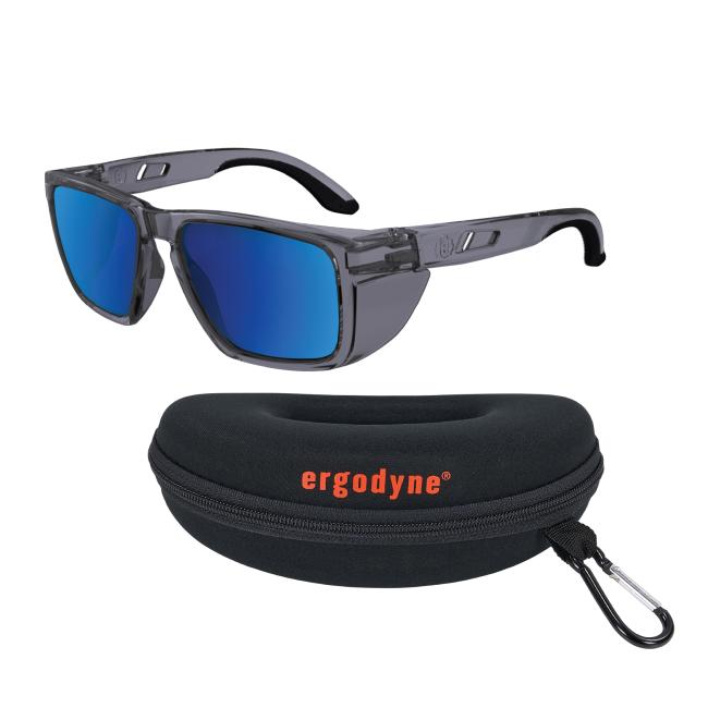 Safety glasses with side shields with a protective hard case